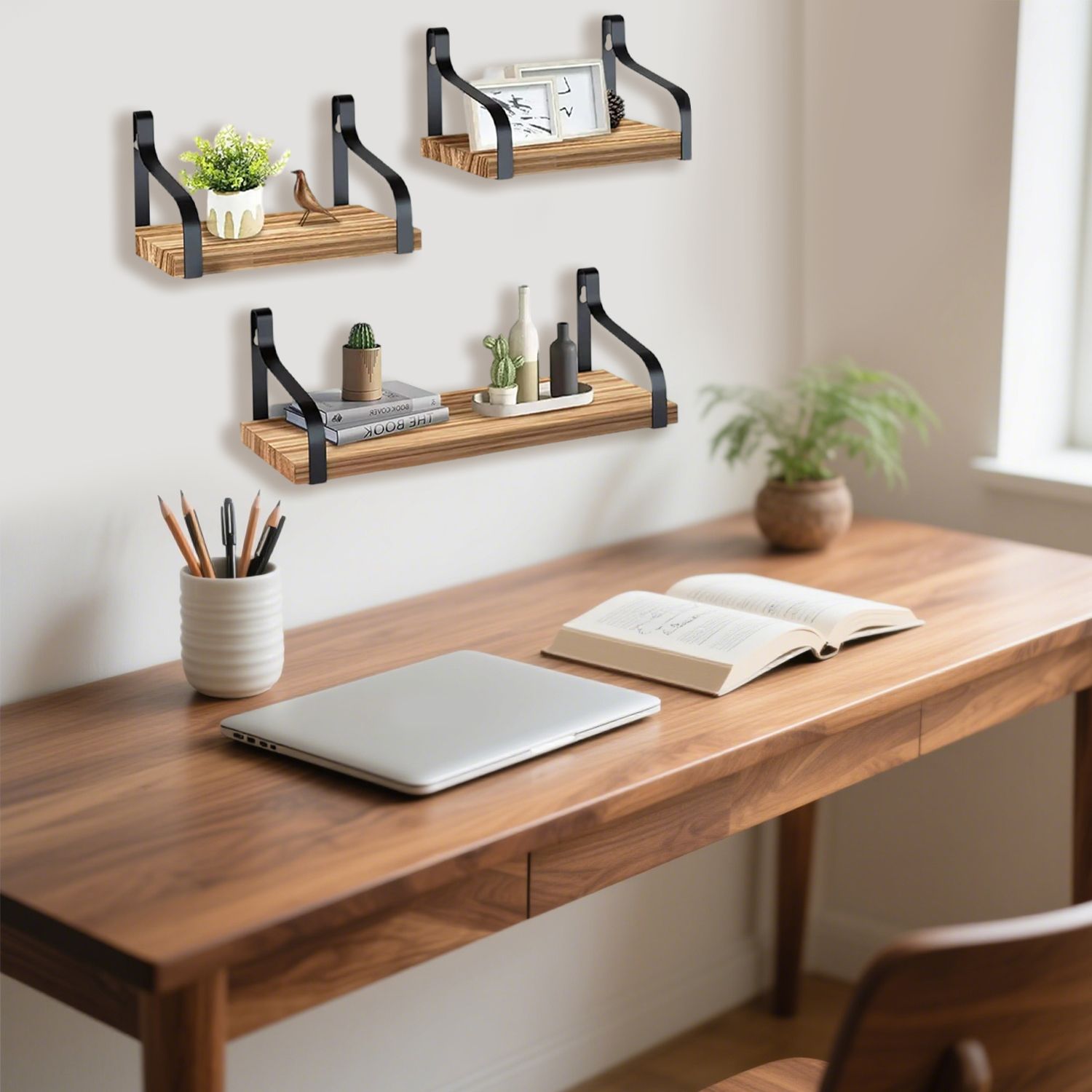 Rustic Farmhouse Floating Shelves Set of 3 - Wall Mounted Wood Shelf for Living Room Bedroom Kitchen What Else You Got?