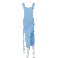 Elegant Midi Dress with Raw-Edge Selvedge Stitching - Feminine & Affordable