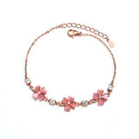 Opal Crystal & Zircon Diamond Heart Bracelet – Rose Gold Jewelry for Women, Luxury Gemstone Gift