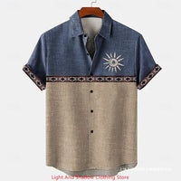 Elegant Short-Sleeve Patchwork Shirt with Printed Buttons - Loose Fit for Teens