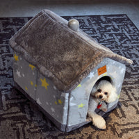Cozy Foldable Pet House – Warm & Safe Dog & Cat Bed for Winter (5 Colors & 3 Sizes)