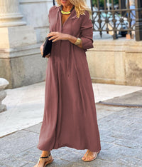 Elegant Long-Sleeve Shirt Dress - Modest & Comfortable Spring & Autumn Fashion for Women