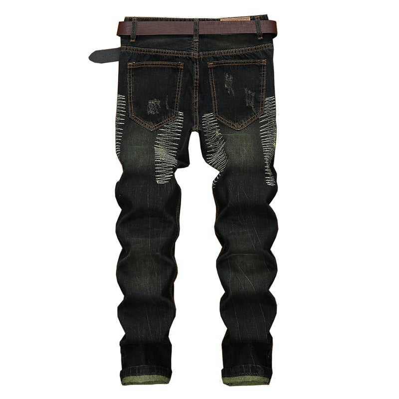 Men’s Retro Ripped Straight Jeans – Mid‑Waist Cotton Denim Pants What Else You Got?