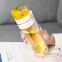 Elegant Glass Tea Infuser Bottle - Leakproof, Double-Wall, BPA-Free & Heat-Resistant (400-450ml)
