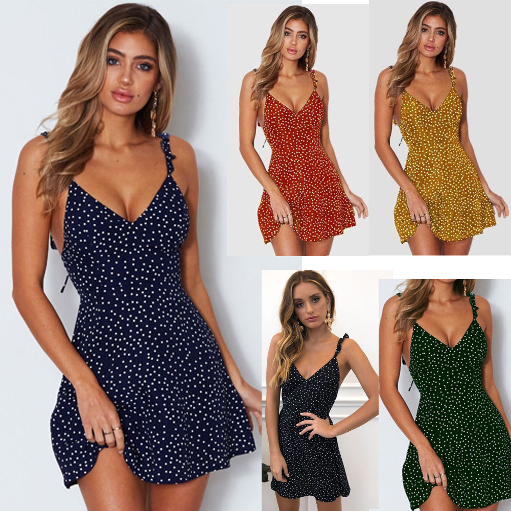 Summer Grace Polka Dot Sundress – Feminine & Flirty with V-Neck & Sleeveless Design