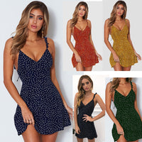 Summer Grace Polka Dot Sundress – Feminine & Flirty with V-Neck & Sleeveless Design