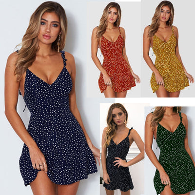 Summer Grace Polka Dot Sundress – Feminine & Flirty with V-Neck & Sleeveless Design