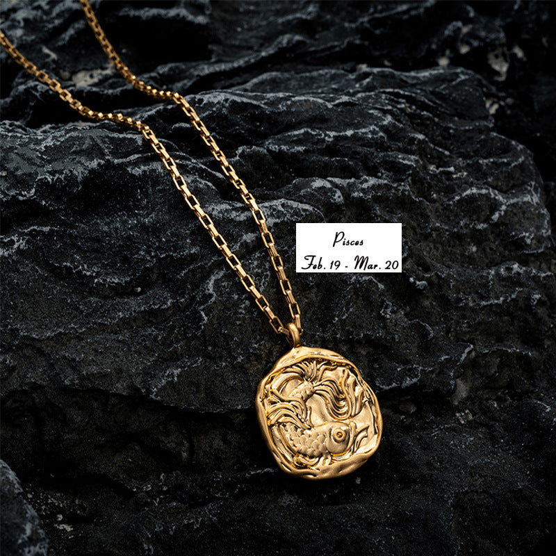 Vacuum Plating 18k Titanium Zodiac Oval Pendant Necklace What Else You Got?