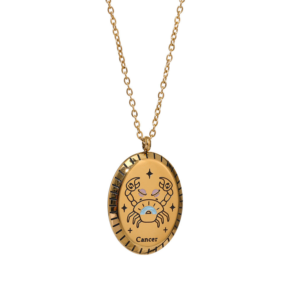 Titanium Steel Zodiac Oval Pendant Necklace What Else You Got?