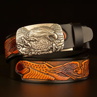 Men's Automatic Eagle Head Buckle Belt - Fashion Leather Belt with Bold Statement Buckle