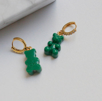 Gummy Bear Zircon Inlaid Earrings – Sweet & Cool Brass Animal‑Style Jewelry What Else You Got?