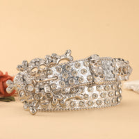 Rhinestone Skull Belt for Men – Studded Punk Rock Statement Waist Belt