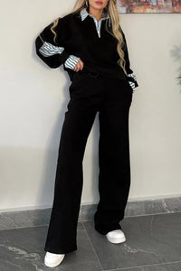 Divine Comfort Set: Elegant Lapel Shirt & Soft Hoodie for Women in Cotton