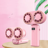 Portable USB Rechargeable Folding Fan - 5 Speeds, Neck Hanging, Digital Display - Perfect for Travel, Beach & Outdoor Adventures