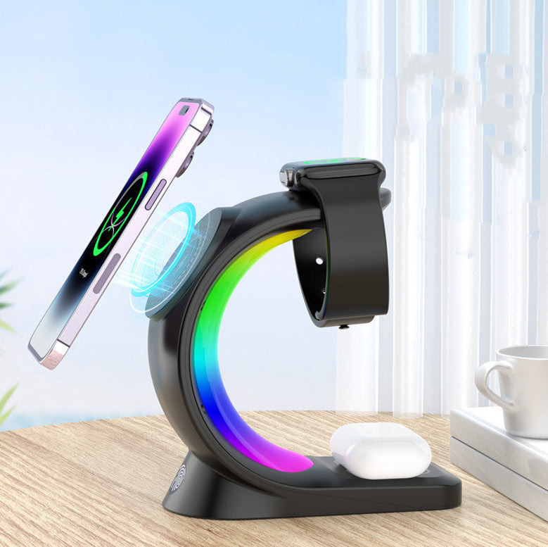 4 In 1 Magnetic Wireless Charger Fast Charging For Smart Phone Atmosphere Light Charging Station For Airpods Pro I-phone Watch What Else You Got?