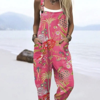 Elegant Women's Summer Suspender Trousers - Lightweight Digital Print Casual Pants (S-5XL)