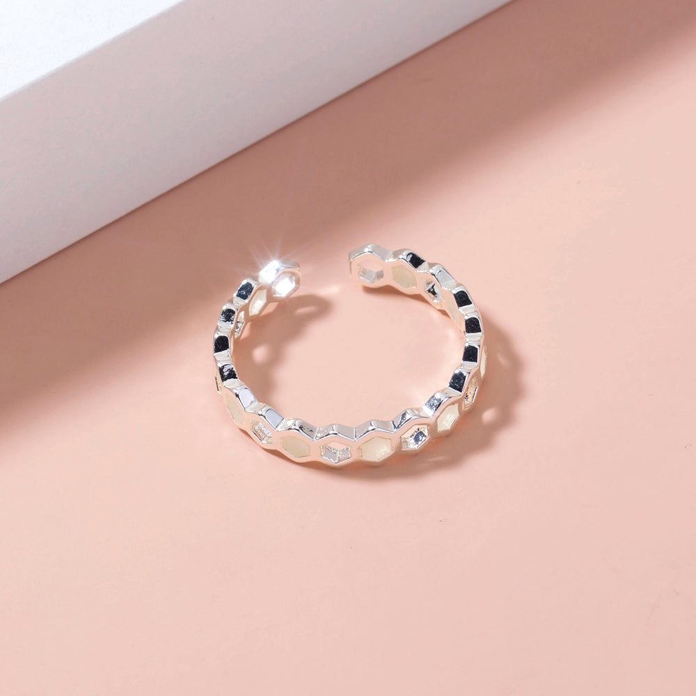 Glow-in-the-Dark Honeycomb Ring – Luminous Geometric Statement Jewelry