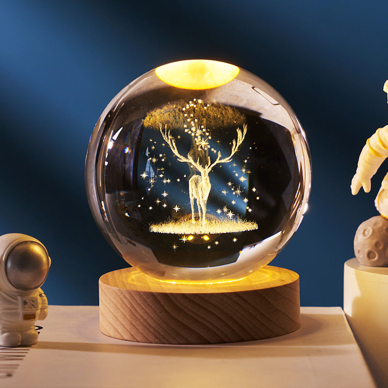 Luminous Starry Sky And Planets Moon Moon Crystal Ball Small Night Lamp Projection Ambience Light Creative Gift New Strange Gift What Else You Got?