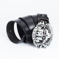 Skull Buckle Men's Leather Belt - Trendy Christian Skateboard Style - Genuine Leather