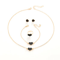 Elegant 4-Piece Love Heart Jewelry Set - Necklace, Bracelet, Ring & Earrings | Christian Gift Idea