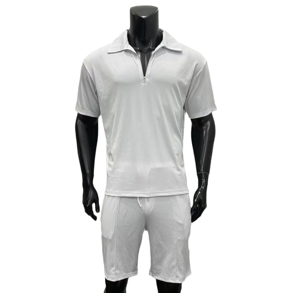 Men’s Summer Zipper Polo & Drawstring Shorts Set What Else You Got?