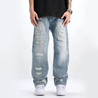 Men's Distressed Jeans – Washed & Frayed Straight-Leg Denim