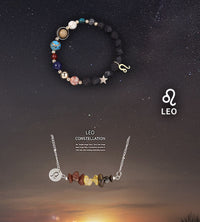 Natural Stone Zodiac Necklace & Bracelet Set – All 12 Signs | Spiritual Jewelry Gift