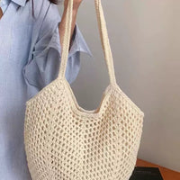 Woven Straw Tote Bag – Lightweight Beach & Summer Shoulder Bag for Travel