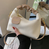 Women’s PU Leather Pleated Crossbody Bag – Cloud-Inspired Shoulder Tote