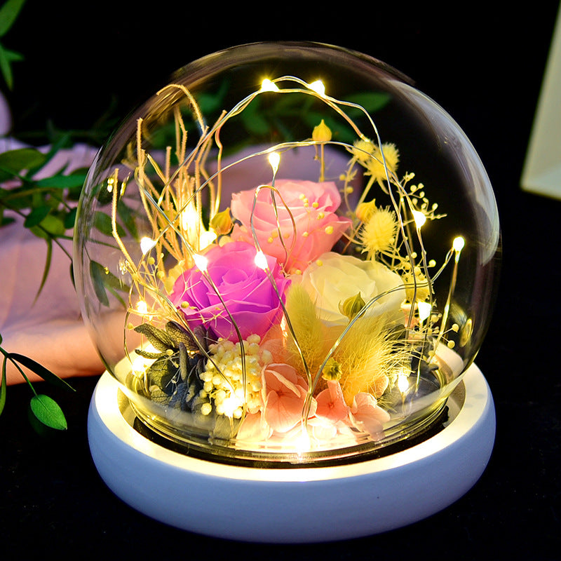 Eternal Rose Glass Cover Gift Box - Preserved Christian Floral Keepsake
