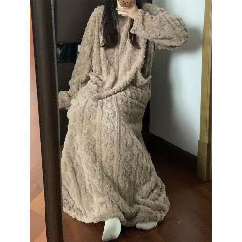 Women’s Winter Coral Fleece Long Nightgown with Pockets What Else You Got?
