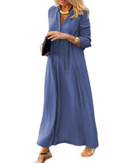 Elegant Long-Sleeve Shirt Dress - Modest & Comfortable Spring & Autumn Fashion for Women