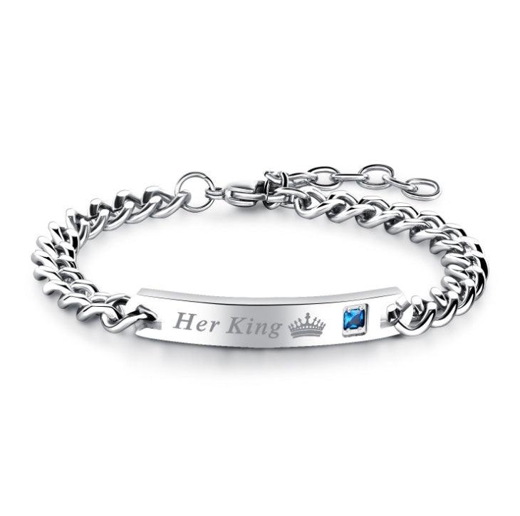 His Queen Her King Couple Bracelet Set – Black Rose Gold Crystal Chain Matching Jewelry What Else You Got?