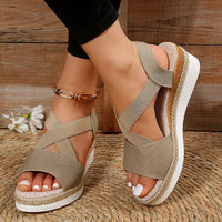 Boho Chic Cross-Strap Wedge Sandals – Hemp Heel Summer Shoes for Women