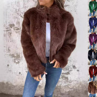 Cozy Faux Fur Jacket – Warm Winter Zip-Up Coat for Women | Plush Stand Collar Streetwear