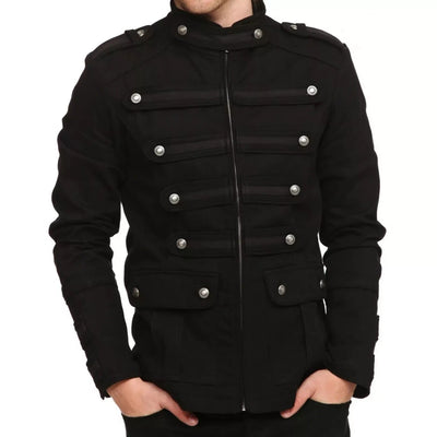 Men’s Gothic Steampunk Military Jacket – Premium Lambswool & Sheepskin Outerwear