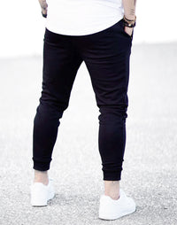Men's Winter Sweatpants – Black Casual Sports Joggers with Graphic Print