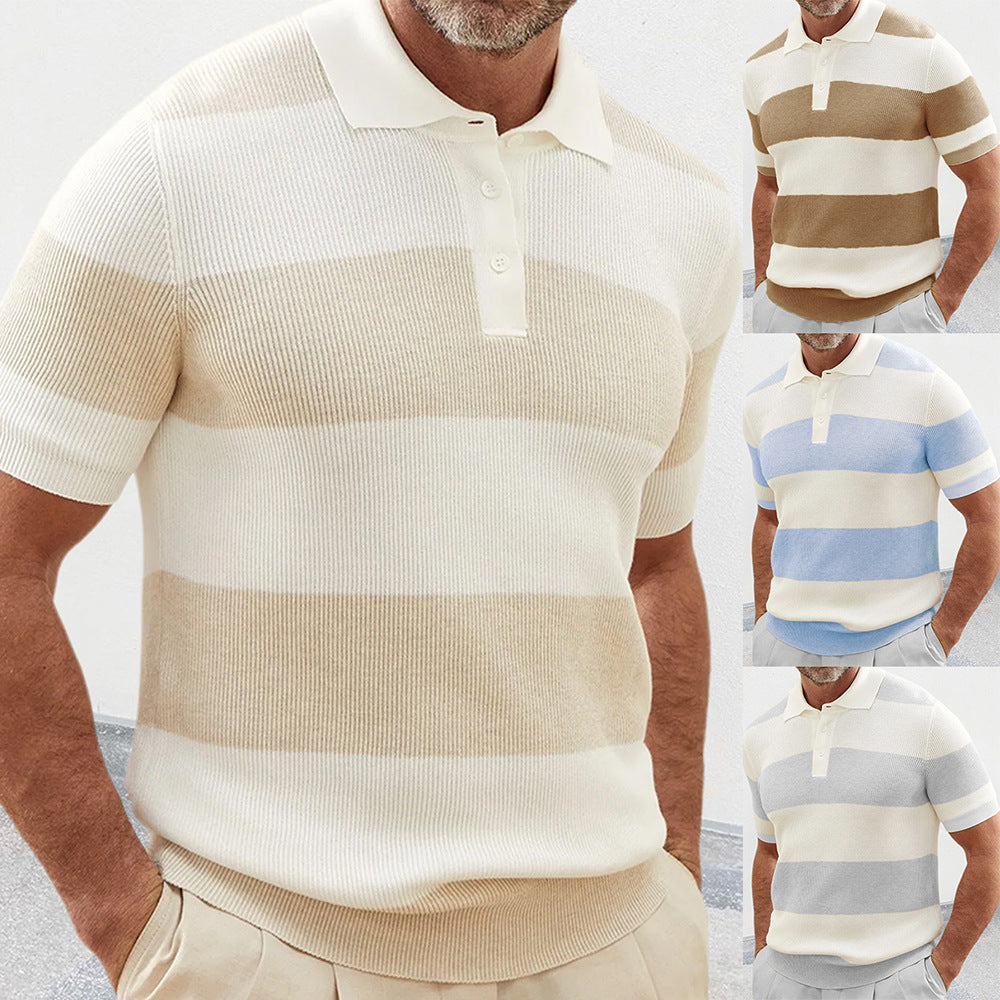 Elegant Christian-Inspired Summer Lapel Sweater for Men - Short Sleeve Fashion Wear | Stylish & Modest Design