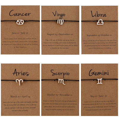 12 Zodiac Constellation Rope Bracelet – Adjustable Couples & Friends Jewelry