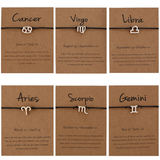 12 Constellation Zodiac Sign Rope Bracelet Adjustable Couple Bracelets What Else You Got?
