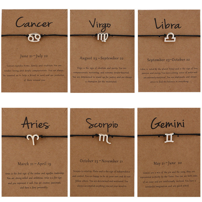 12 Zodiac Constellation Rope Bracelet – Adjustable Couples & Friends Jewelry