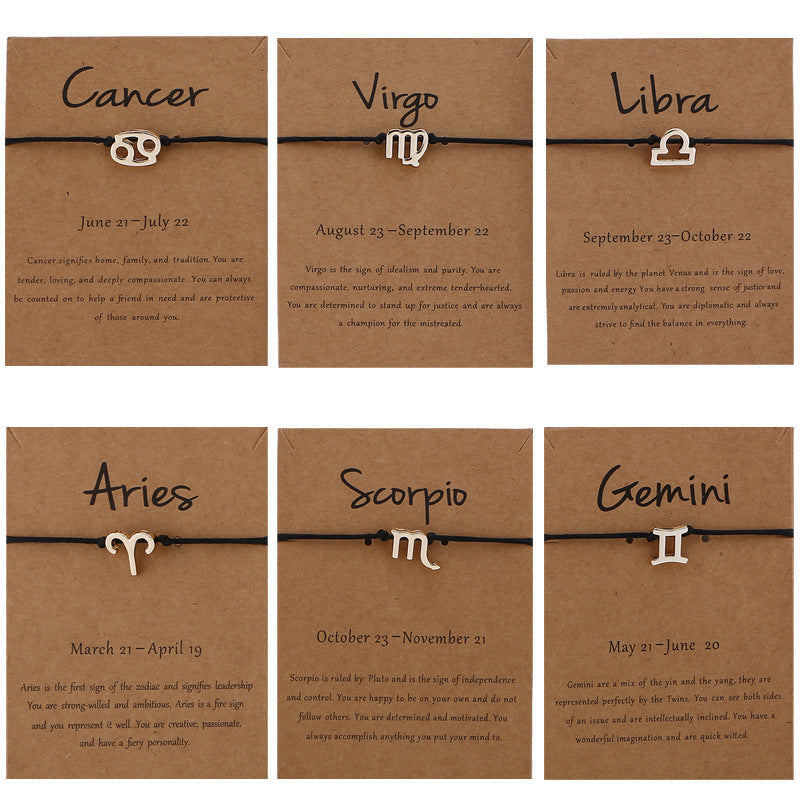 12 Zodiac Constellation Rope Bracelet – Adjustable Couples & Friends Jewelry