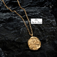 18K Titanium Zodiac Oval Pendant Necklace – Celestial Jewelry for Star Sign Lovers