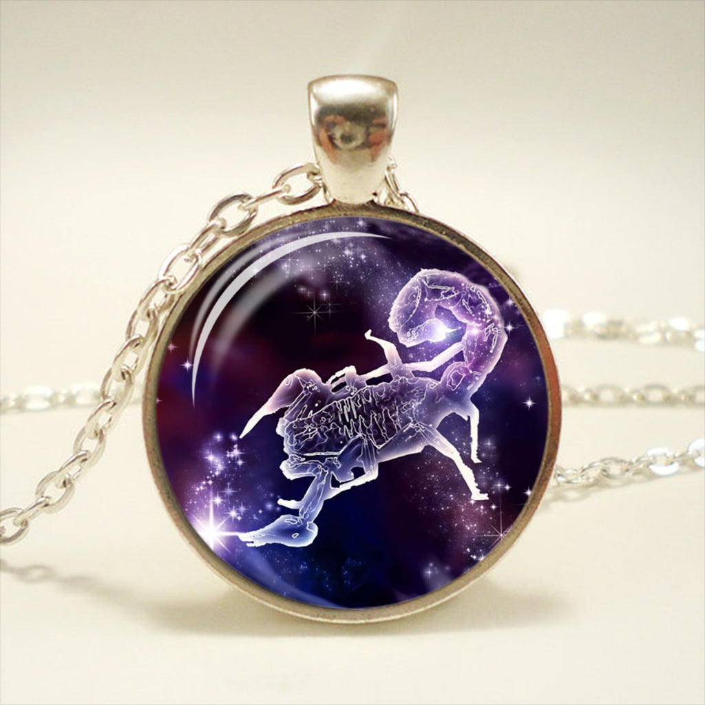 Zodiac Time Gemstone Glass Pendant Necklace What Else You Got?