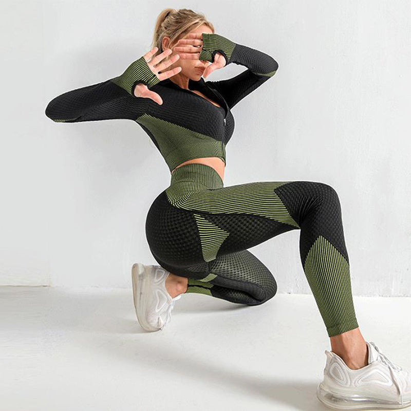 3PCS Yoga Set Seamless Sport Set Women Gym Clothing Leggings Women Crop Top Sports Bra Women Fitness Gym Set Womens Outfits Tracksuit What Else You Got?