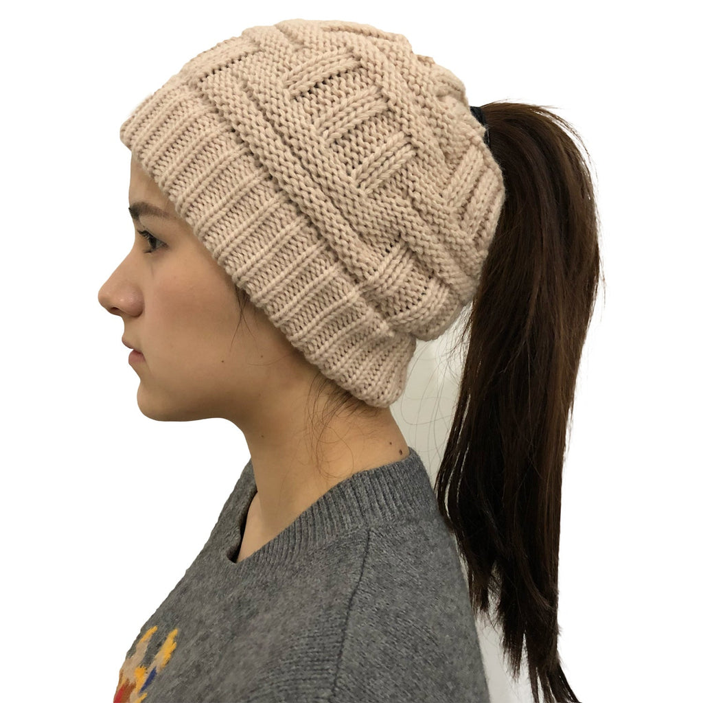 Soft Knit Ponytail Winter Hat for Women – Warm Wool Beanie with Stretch Fit & Hair-Friendly Opening What Else You Got?