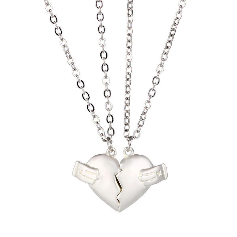 Creative Magnet Love Necklace 2pcs Heart-broken Shape Necklace Men And Women Personalized Jewelry For Valentine's Day What Else You Got?