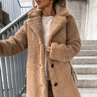 Heavenly Warmth Women’s Plush Lapel Longline Jacket – Cozy Minimalist Winter Coat (S–5XL)