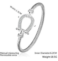 Lucky Horseshoe Bangle Bracelet - Gold & Silver Plated Open Cuff Jewelry for Women