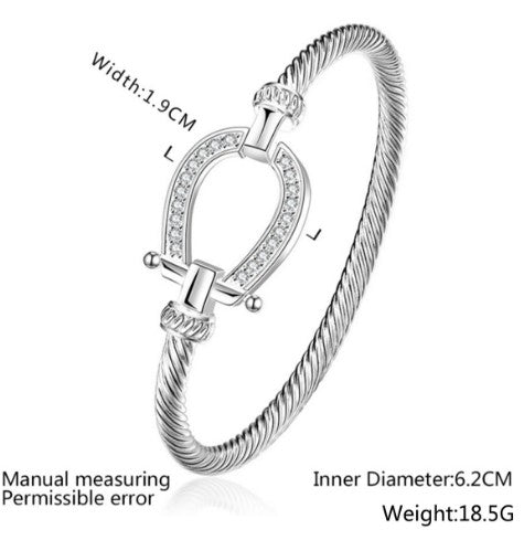 Gold Silver Horseshoe Lucky Charm Bangle – Open Cuff Bracelet Fashion Jewelry for Women What Else You Got?